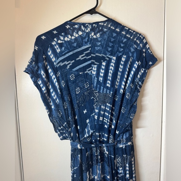 NWT Tysa Garbo Indigo Seas Blue White Patchwork Print Maxi Wrap Dress Size 2 - Picture 9 of 14